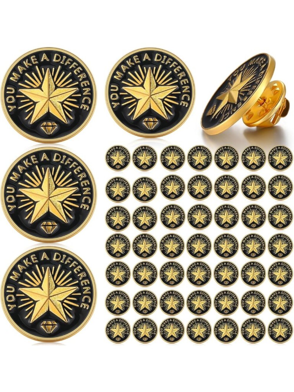 50 Pcs Employee Recognition Lapel Pins - Gold Plated Appreciation Gifts for